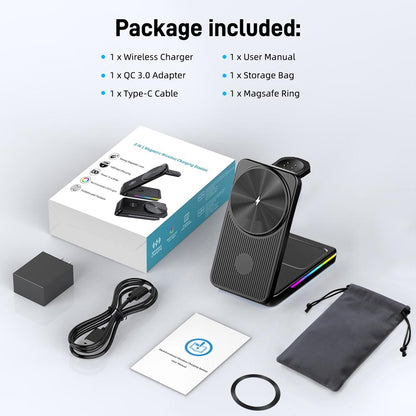 Elecdov CE06G 3 In 1 Magnetic Charging Charger Packing List