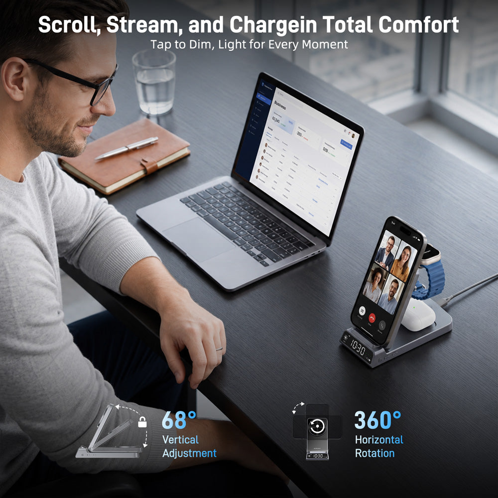 Elecdov CE19A 3 In 1 Magnetic Charging-Supports multi-angle use in both landscape and portrait modes