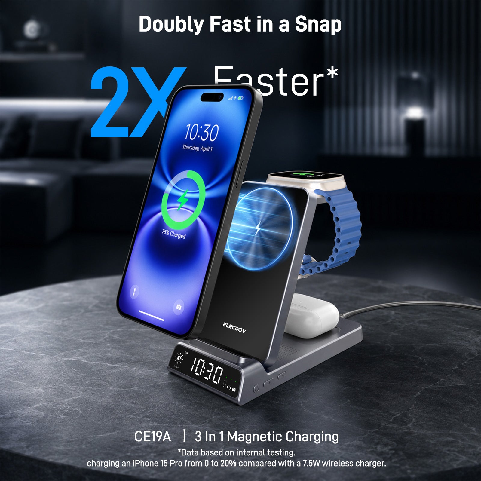 Elecdov CE19A 3 In 1 Magnetic Charging-Doubly Fast in a Snap