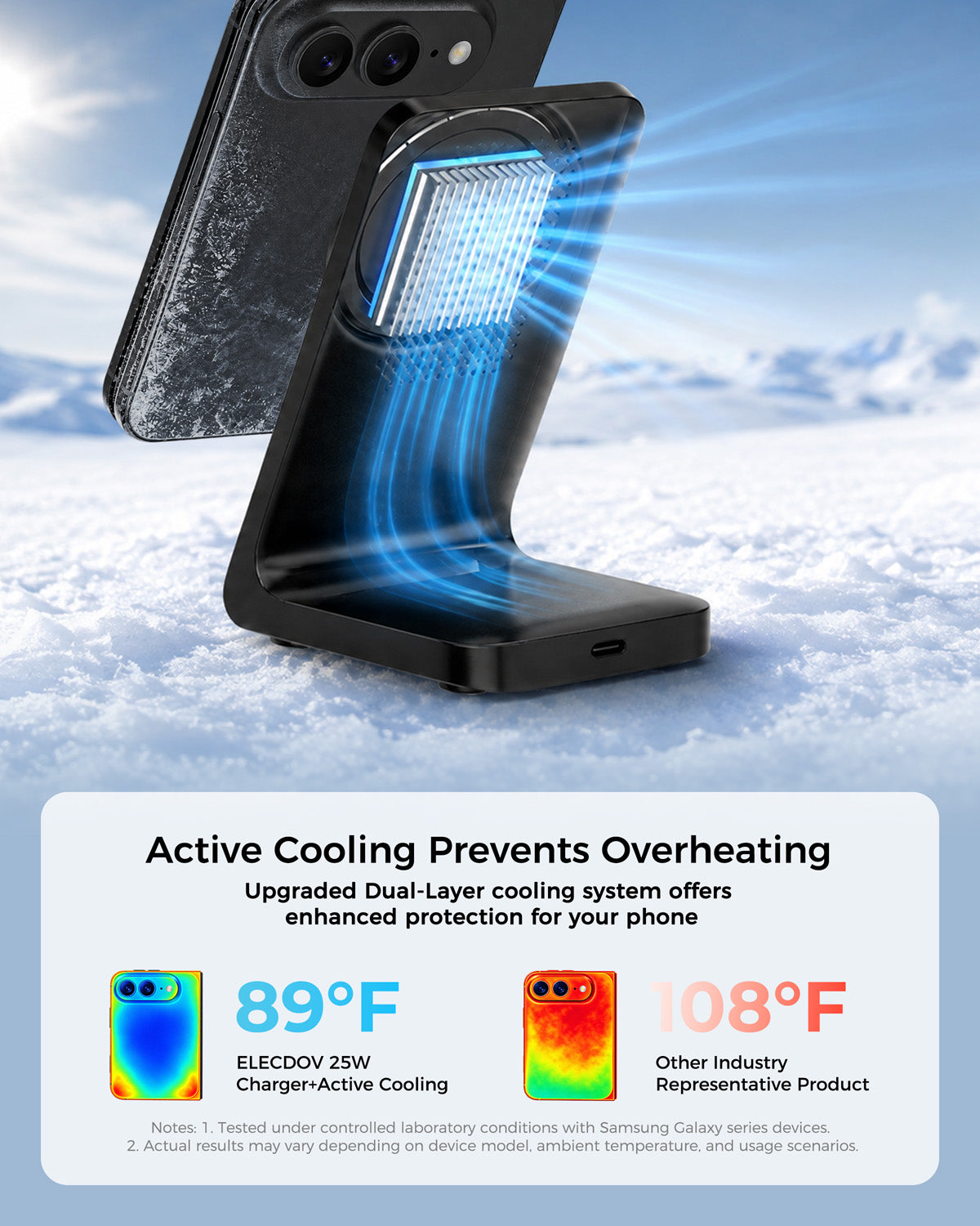 Elecdov CE22 Universal Magnetic Charging Station Active Cooling Prevents Overheating