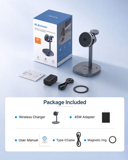 Elecdov W98S 3-in-1 Magnetische Ladestation für Samsung Qi2 zertifiziertes Ladegerät, inklusive Ladeadapter