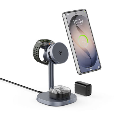 Elecdov W98S 3-in-1 Magnetische Ladestation für Samsung Qi2 zertifiziertes Ladegerät, inklusive Ladeadapter