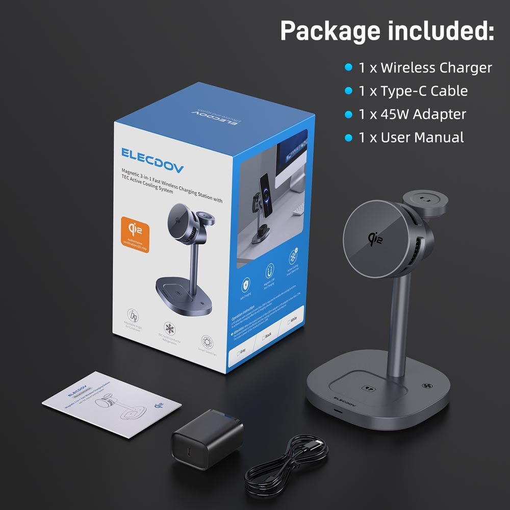 Elecdov W98A 3 In 1 Magnetic Charging charger Packing List