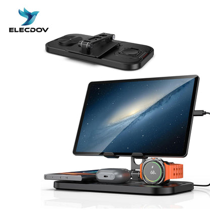 4-in-1-Ladestation für kabelloses Laden von Apple iPhone, Apple Watch, Ohrhörern, iPad und mehreren anderen Geräten 