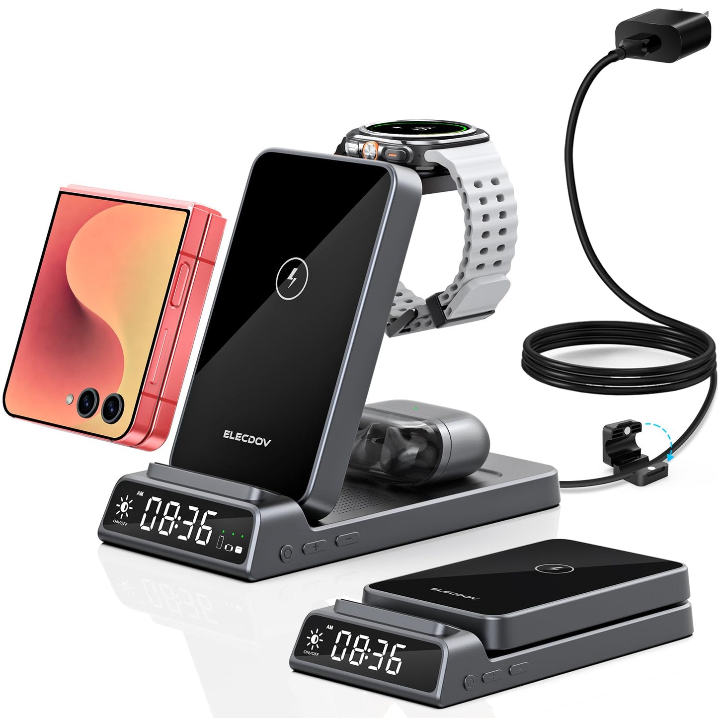 Elecdov 3-in-1-Wireless-Ladegerät für Samsung Galaxy Z Flip-Serie 