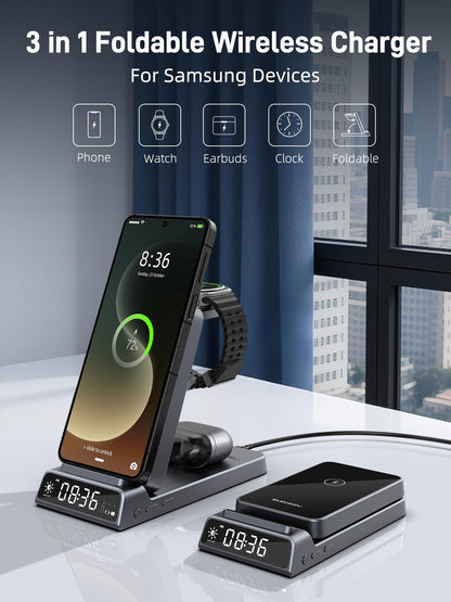 Elecdov 3-in-1-Wireless-Ladegerät für Samsung Galaxy Z Flip-Serie 