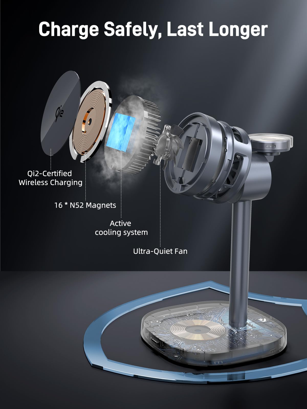 Elecdov 3-in-1 QI2 Magnetische Ladestation für Samsung 