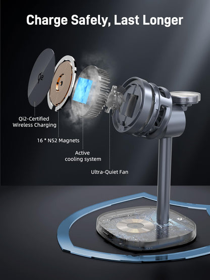 Elecdov 3-in-1 QI2 Magnetische Ladestation für Samsung 