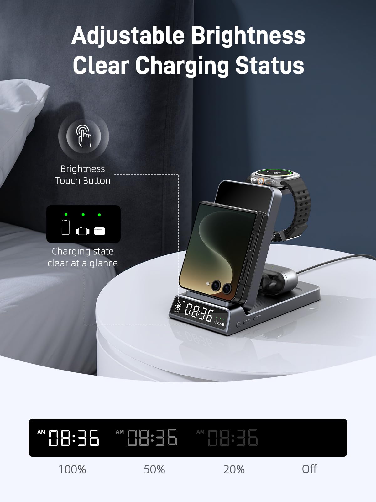 Elecdov 3-in-1-Wireless-Ladegerät für Samsung Galaxy Z Flip-Serie 