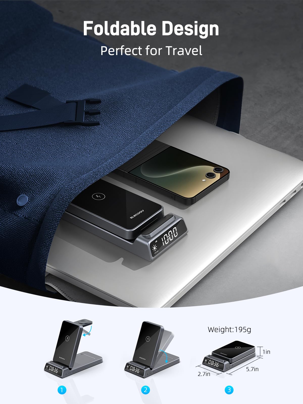 Elecdov 3-in-1-Wireless-Ladegerät für Samsung Galaxy Z Flip-Serie 