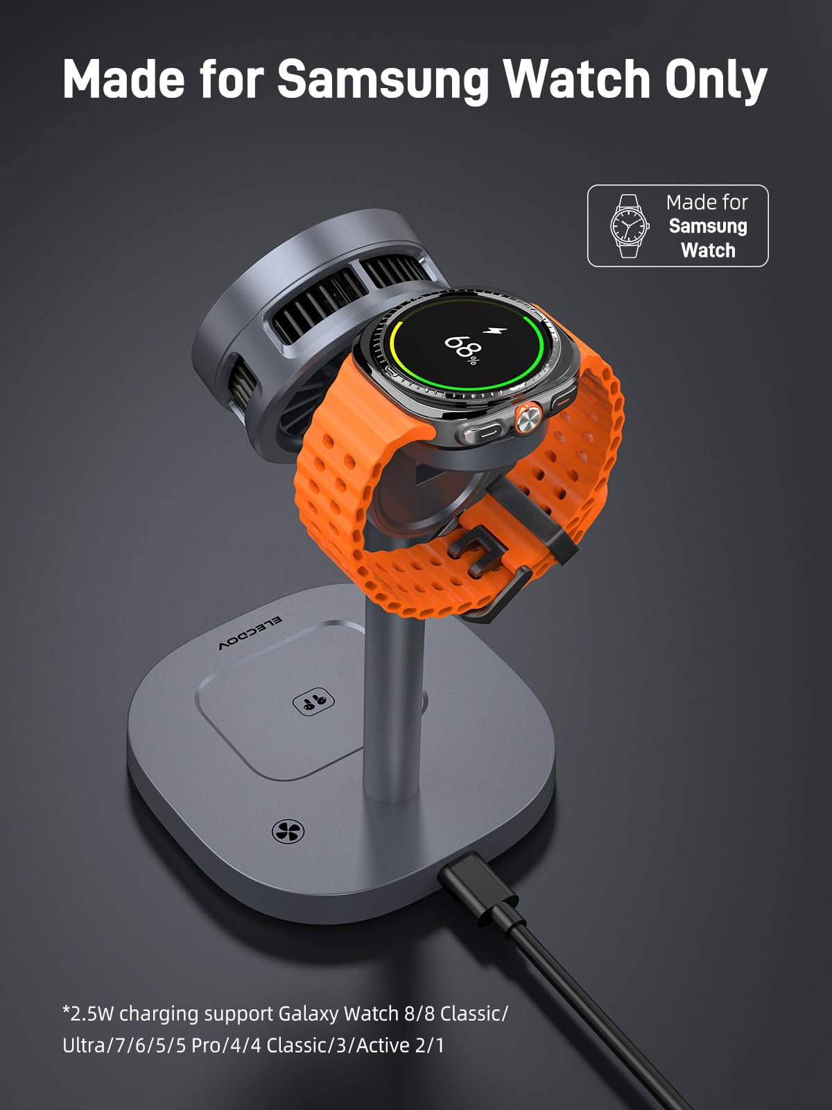 Elecdov 3-in-1 QI2 Magnetische Ladestation für Samsung 