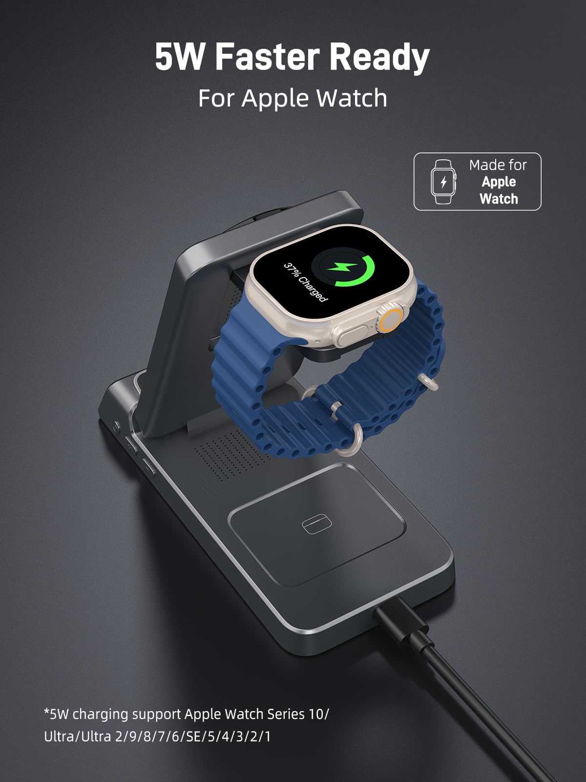 Elecdov Magnetische 3-in-1-Ladestation mit Uhr für Apple-Geräte 