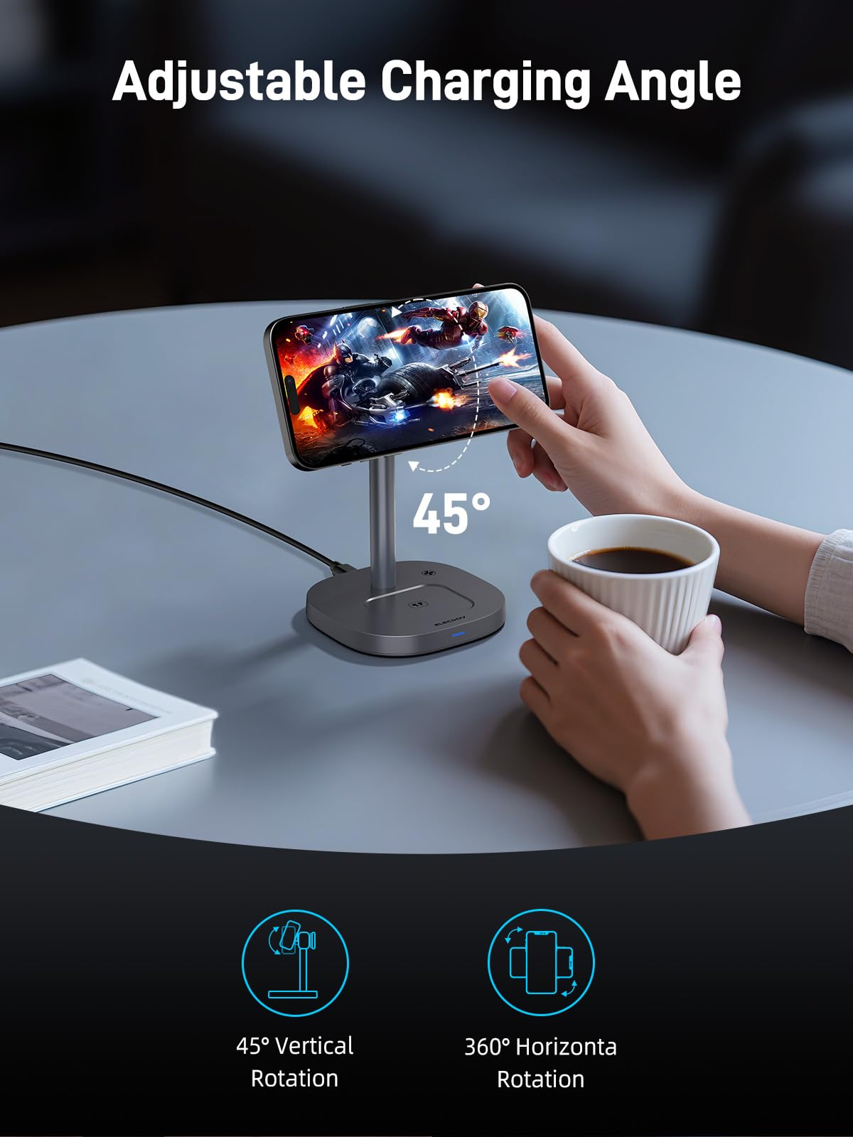Elecdov Magnetische Qi2-Ladestation für Apple-Geräte 