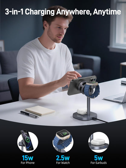 Elecdov Magnetische Qi2-Ladestation für Apple-Geräte 