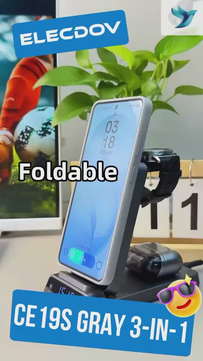 Elecdov CE19S 3-in-1 Magnetische Ladestation für Samsung, Inklusive Ladestecker