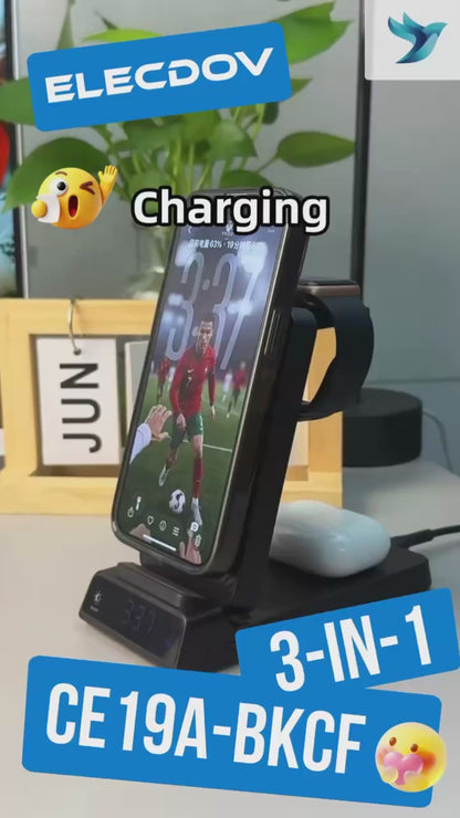 Elecdov CE19A-CF 3-in-1 Magnetische Ladestation für Apple, inklusive Ladestecker